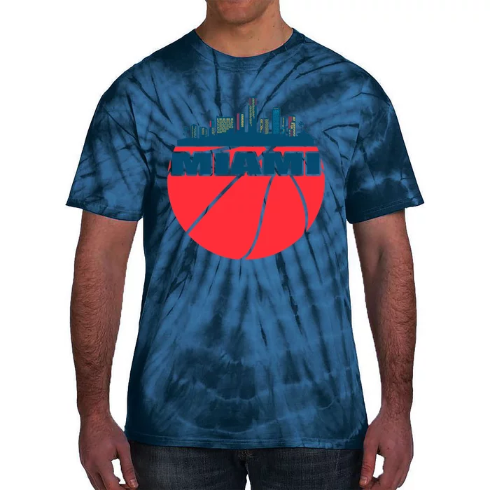 Miami Florida Cityscape Retro Basketball For Fans Tie-Dye T-Shirt