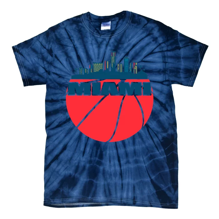 Miami Florida Cityscape Retro Basketball For Fans Tie-Dye T-Shirt