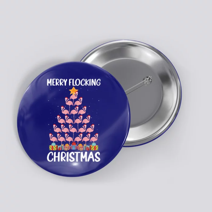 Merry Flocking Christmas Pun Lovers Flamingo Fanatic Crew Gift Button