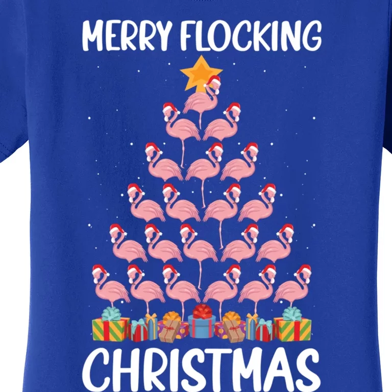 Merry Flocking Christmas Pun Lovers Flamingo Fanatic Crew Gift Women's T-Shirt