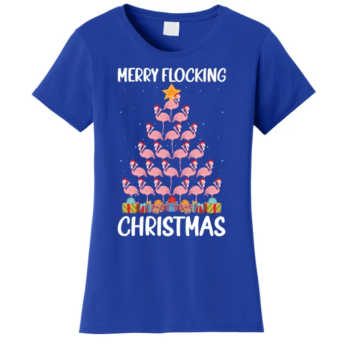 Merry Flocking Christmas Pun Lovers Flamingo Fanatic Crew Gift Women's T-Shirt