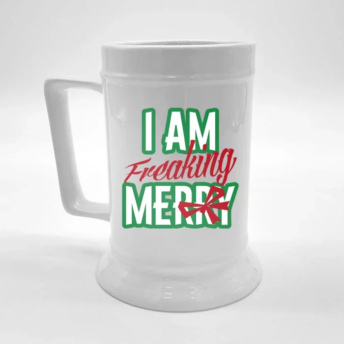 Matching Family Christmas Funny Costume I Am Freaking Merry Gift Front & Back Beer Stein