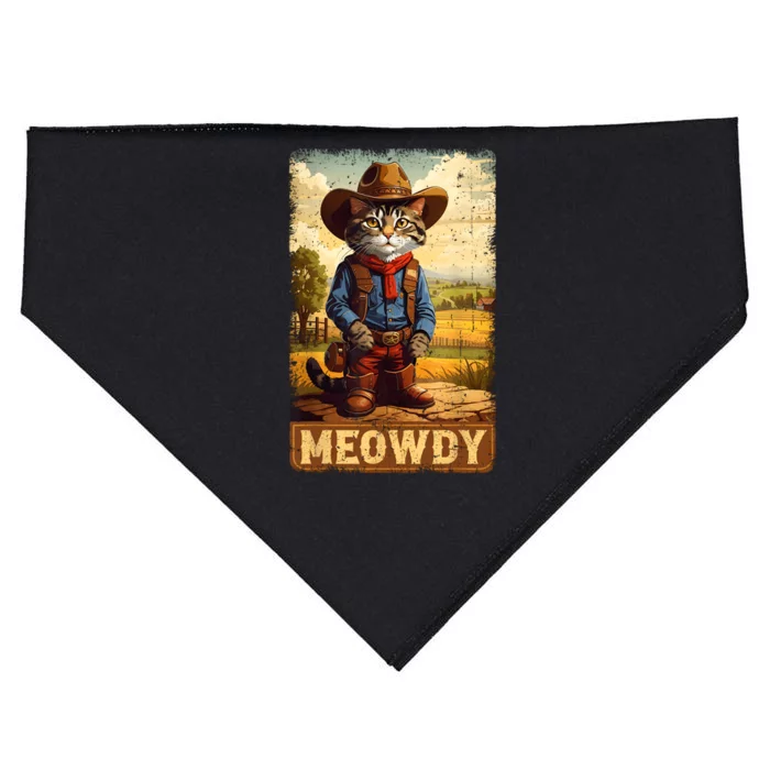 Meowdy Funny Country Side Cat Hat Vintage Cowboy Cat USA-Made Doggie Bandana