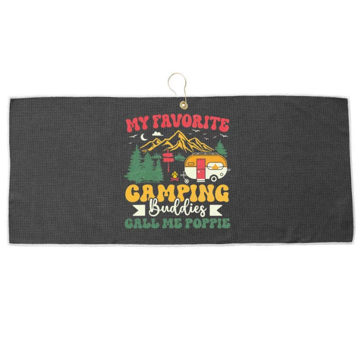 My Favorite Camping Buddies Call Me Poppie Groovy Camping Large Microfiber Waffle Golf Towel