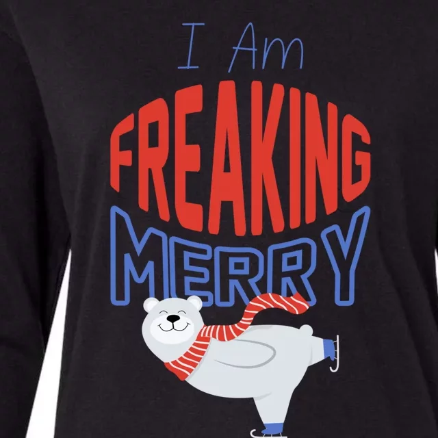 Matching Family Christmas Funny Costume I Am Freaking Merry Cute Gift Womens Cotton Relaxed Long Sleeve T-Shirt