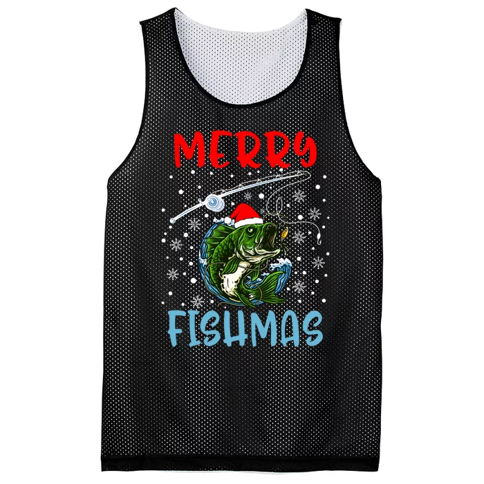 Merry Fishmas Christmas Fishing Holiday Mesh Reversible Basketball Jersey Tank