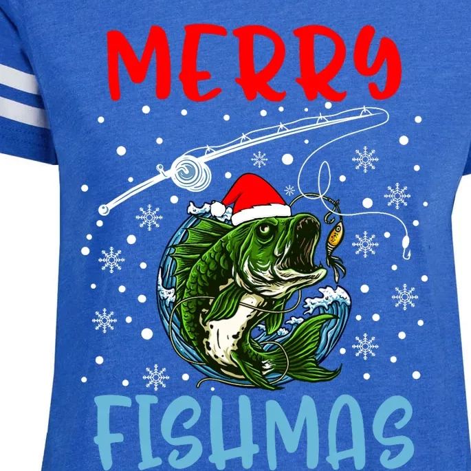 Merry Fishmas Christmas Fishing Holiday Enza Ladies Jersey Football T-Shirt