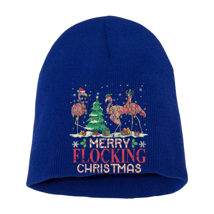 Merry Flocking Christmas Funny Lovely Flamingo Gift Short Acrylic Beanie