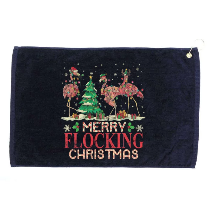 Merry Flocking Christmas Funny Lovely Flamingo Gift Grommeted Golf Towel