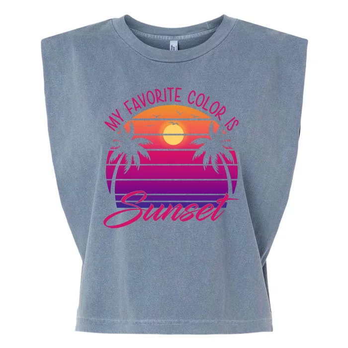 My Favorite Color Is Sunset Retro Summer Garment-Dyed Women's Muscle Tee