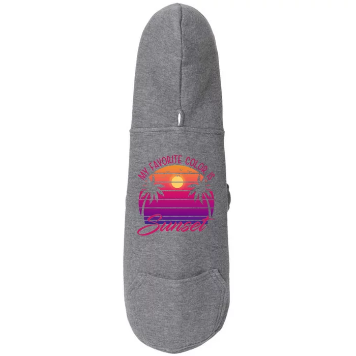 My Favorite Color Is Sunset Retro Summer Doggie 3-End Fleece Hoodie