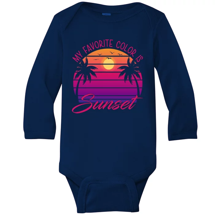 My Favorite Color Is Sunset Retro Summer Baby Long Sleeve Bodysuit