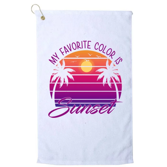 My Favorite Color Is Sunset Retro Summer Platinum Collection Golf Towel