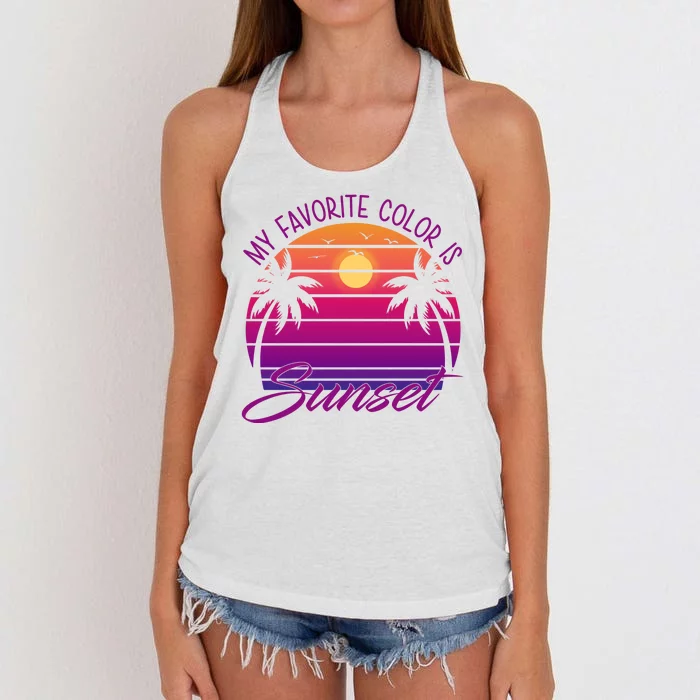 My Favorite Color Is Sunset Retro Summer Women's Knotted Racerback Tank