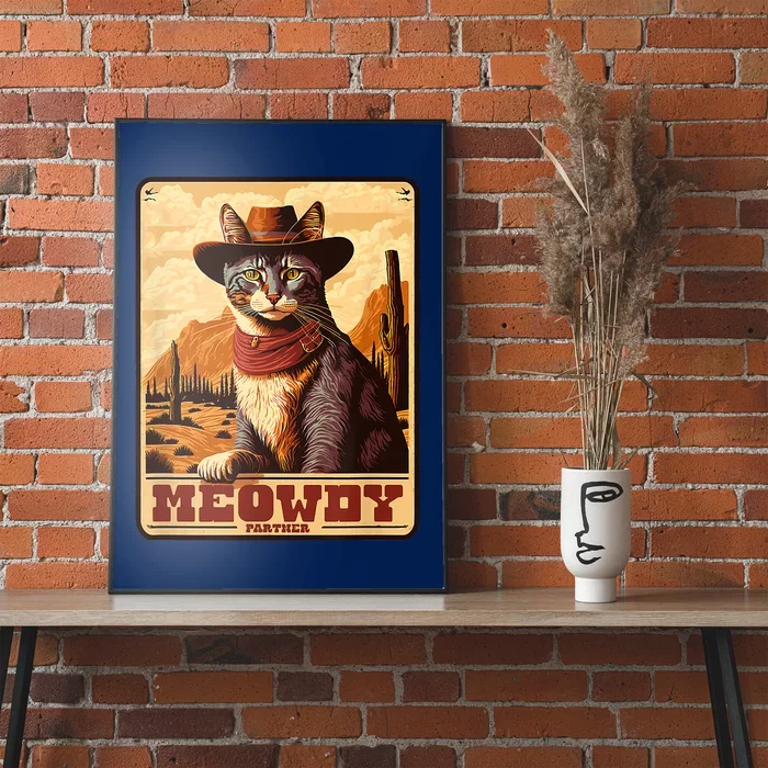 Meowdy! Funny Country Music Cat Cowboy Hat Wanted Poster Poster