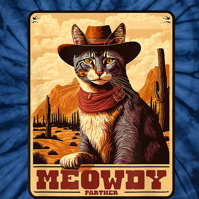 Meowdy! Funny Country Music Cat Cowboy Hat Wanted Poster Tie-Dye T-Shirt