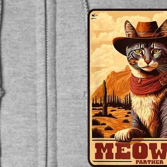 Meowdy! Funny Country Music Cat Cowboy Hat Wanted Poster Full Zip Hoodie