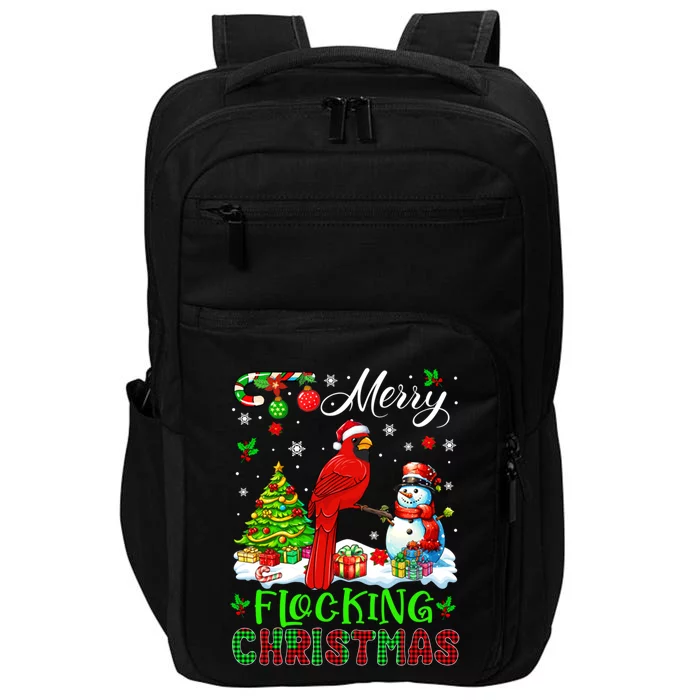 Merry Flocking Christmas Santa Cardinal Bird Xmas Snow Gift Impact Tech Backpack