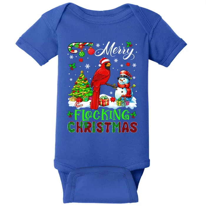 Merry Flocking Christmas Santa Cardinal Bird Xmas Snow Gift Baby Bodysuit