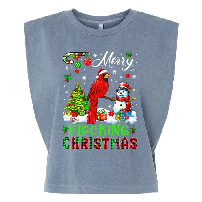 Merry Flocking Christmas Santa Cardinal Bird Xmas Snow Gift Garment-Dyed Women's Muscle Tee