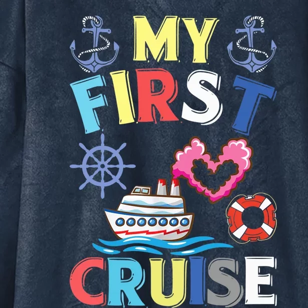 My First Cruise, Wo, Girl and Boy Funny Cruise Trip Hooded Wearable Blanket