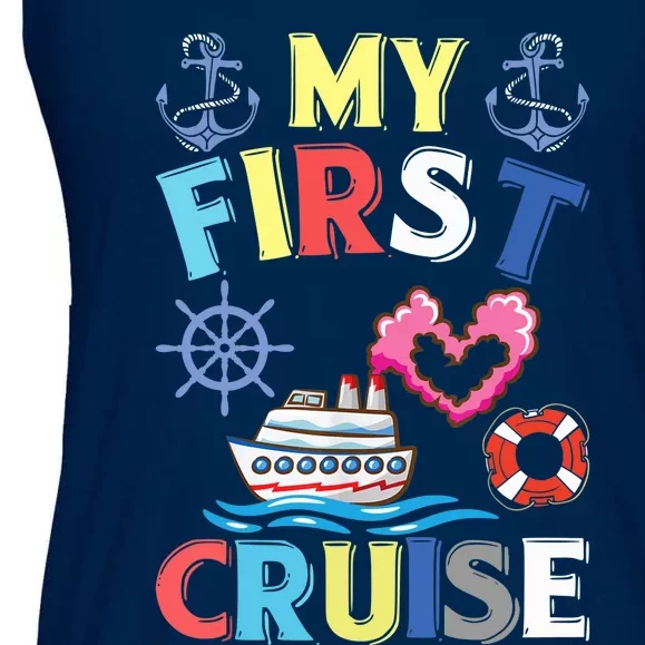 My First Cruise, Wo, Girl and Boy Funny Cruise Trip Ladies Essential Flowy Tank