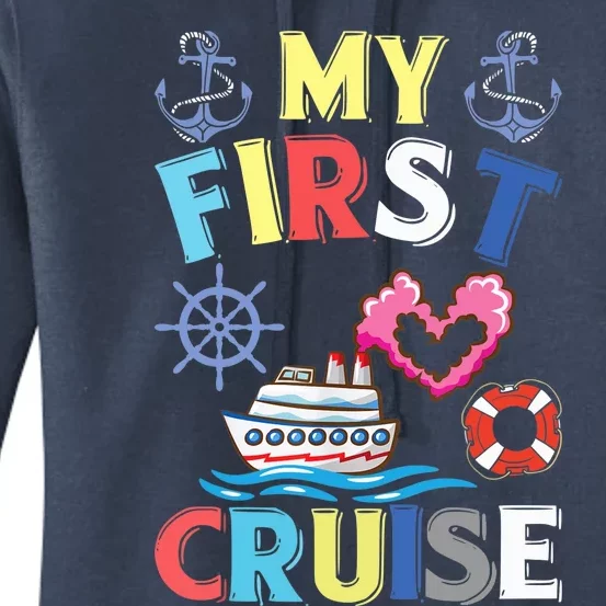 My First Cruise, Wo, Girl and Boy Funny Cruise Trip Women's Pullover Hoodie