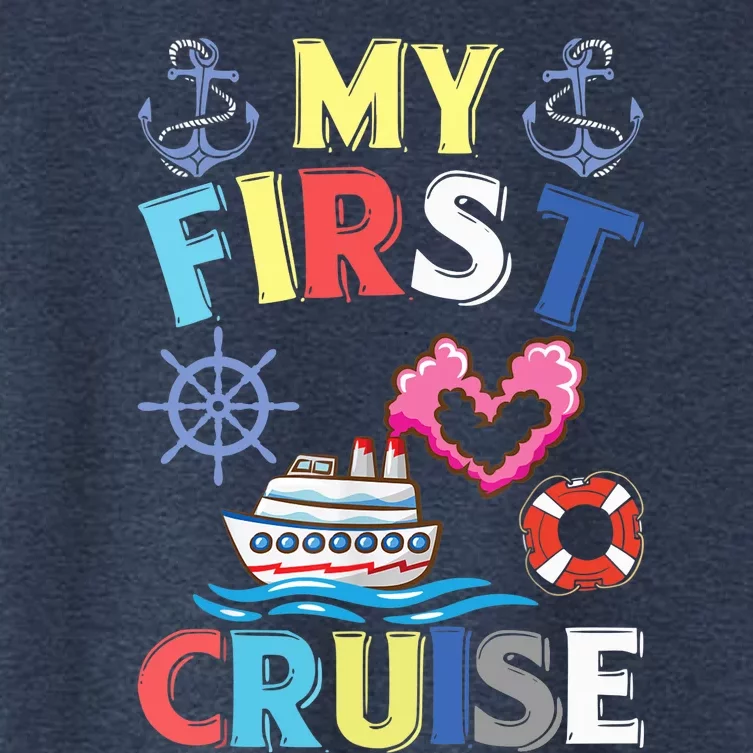 My First Cruise, Wo, Girl and Boy Funny Cruise Trip Women's Crop Top Tee