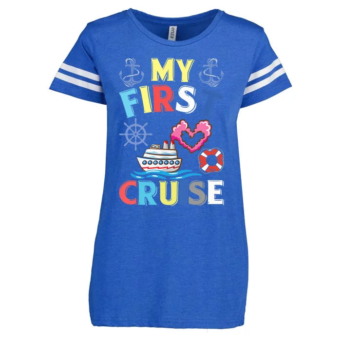 My First Cruise, Wo, Girl and Boy Funny Cruise Trip Enza Ladies Jersey Football T-Shirt