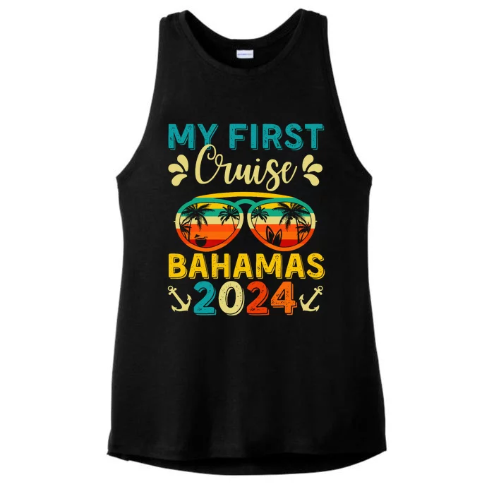 My First Cruise Bahamas 2024 Family Vacation Travel Ship Ladies Tri-Blend Wicking Tank