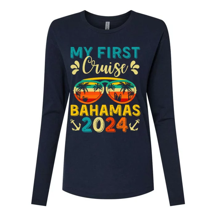 My First Cruise Bahamas 2024 Family Vacation Travel Ship Womens Cotton Relaxed Long Sleeve T-Shirt