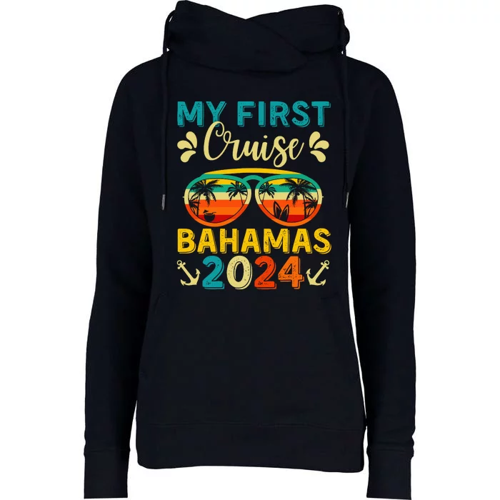 My First Cruise Bahamas 2024 Family Vacation Travel Ship Womens Funnel Neck Pullover Hood