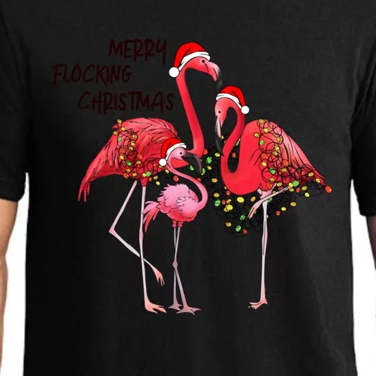 Merry Flocking Christmas Day Pink Flamingo Xmas Holidays Cool Gift Pajama Set