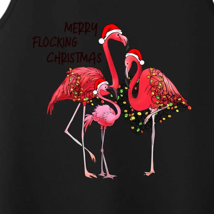 Merry Flocking Christmas Day Pink Flamingo Xmas Holidays Cool Gift Performance Tank