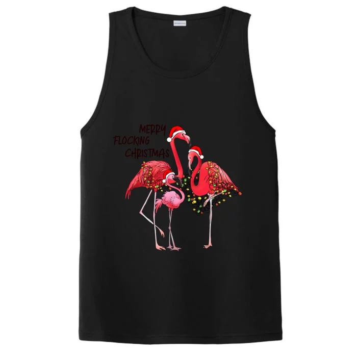 Merry Flocking Christmas Day Pink Flamingo Xmas Holidays Cool Gift Performance Tank