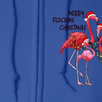 Merry Flocking Christmas Day Pink Flamingo Xmas Holidays Cool Gift Full Zip Hoodie