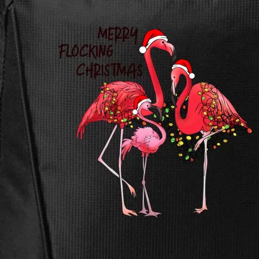 Merry Flocking Christmas Day Pink Flamingo Xmas Holidays Meaningful Gift City Backpack