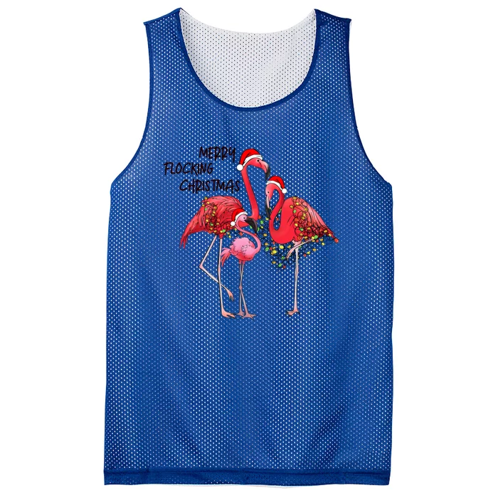 Merry Flocking Christmas Day Pink Flamingo Xmas Holidays Meaningful Gift Mesh Reversible Basketball Jersey Tank