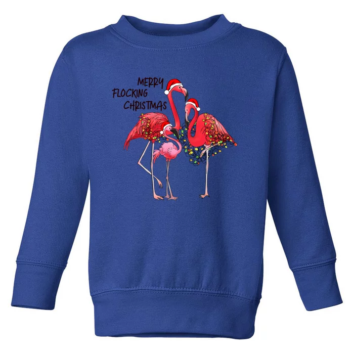 Merry Flocking Christmas Day Pink Flamingo Xmas Holidays Meaningful Gift Toddler Sweatshirt