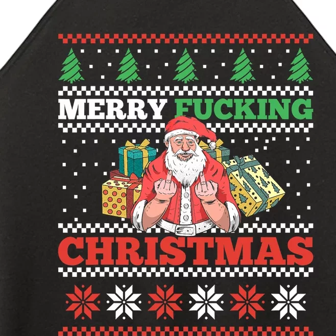 Merry Fucking Christmas Adult Humor Santa Pun Ugly Sweater Women’s Perfect Tri Rocker Tank