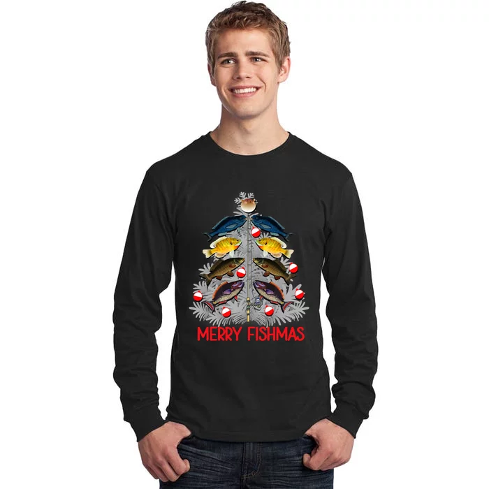 Merry Fishmas Christmas Tree Funny Fishing Lovers Party Tall Long Sleeve T-Shirt