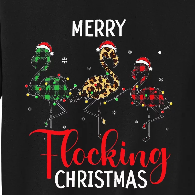 Merry Flocking Christmas Day Pink Flamingo Xmas Holidays Tall Sweatshirt