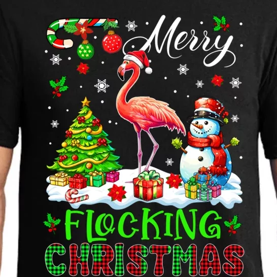 Merry Flocking Christmas Santa Flamingo Xmas Symbols Snow Gift Pajama Set