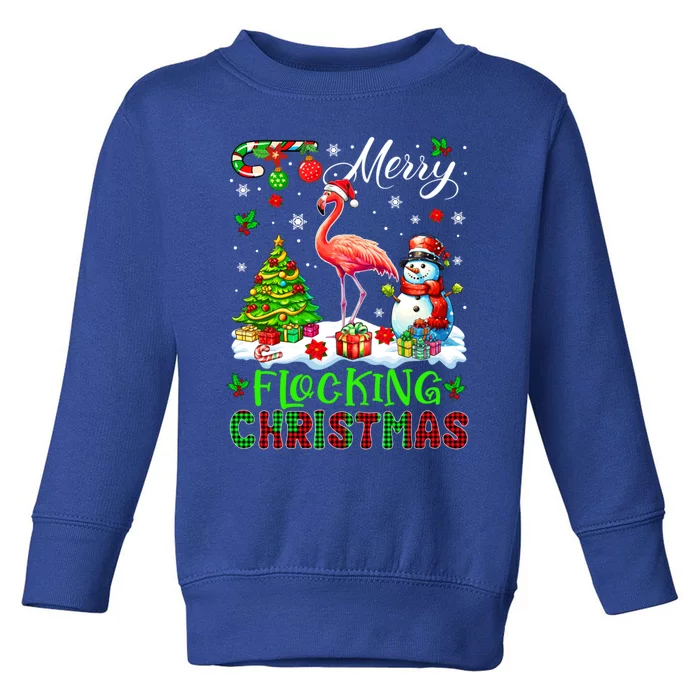 Merry Flocking Christmas Santa Flamingo Xmas Symbols Snow Gift Toddler Sweatshirt