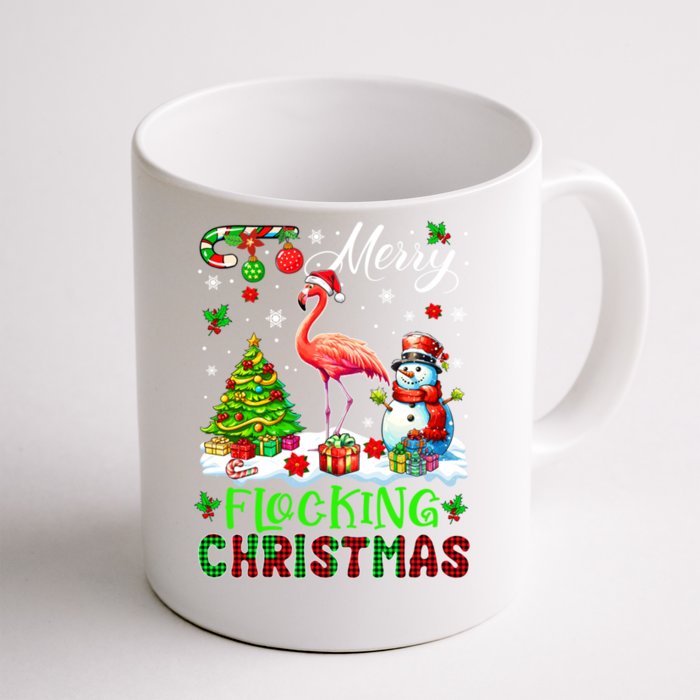 Merry Flocking Christmas Santa Flamingo Xmas Symbols Snow Gift Front & Back Coffee Mug