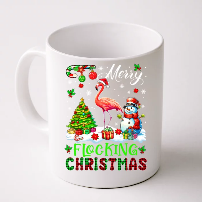 Merry Flocking Christmas Santa Flamingo Xmas Symbols Snow Gift Front & Back Coffee Mug