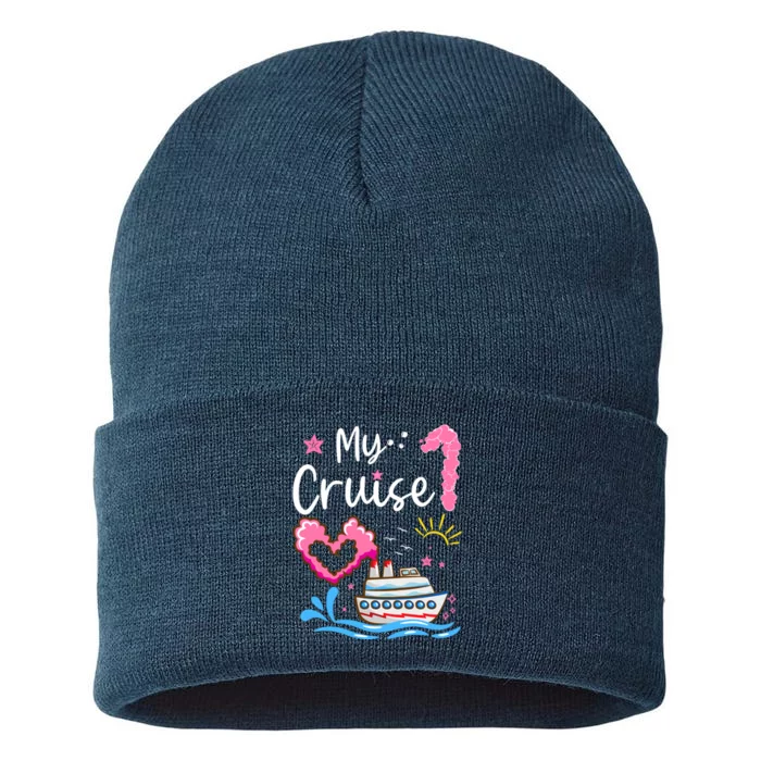 My First Cruise Girl Boy Funny Vacation Cruise Sustainable Knit Beanie