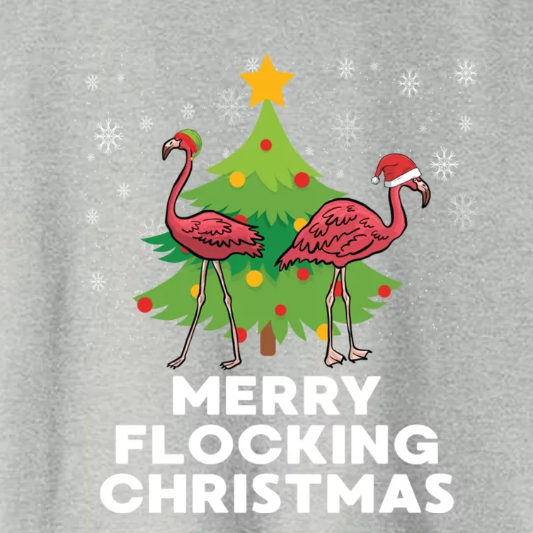 Merry Flocking Christmas Funny Xmas Flamingo Wading Bird Funny Gift Women's Crop Top Tee