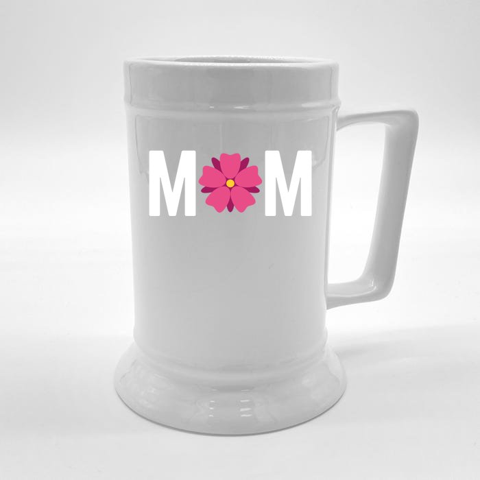 Mom Flower Cute Floral 'S International 'S Day Gift Front & Back Beer Stein