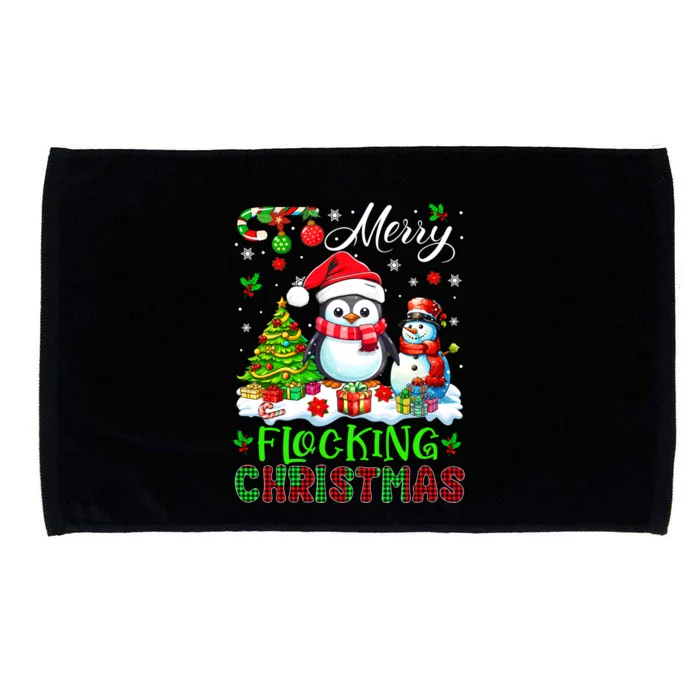 Merry Flocking Christmas Santa Penguin Xmas Symbols Snow Gift Microfiber Hand Towel